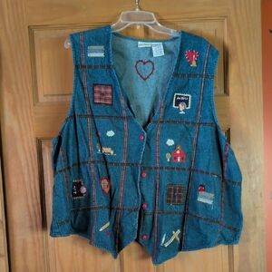 Bobbie Brooks Denim Vest with Embroidery